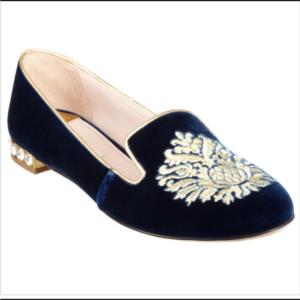 Miu Miu Velvet Smoking Slipper with Crystal Heels